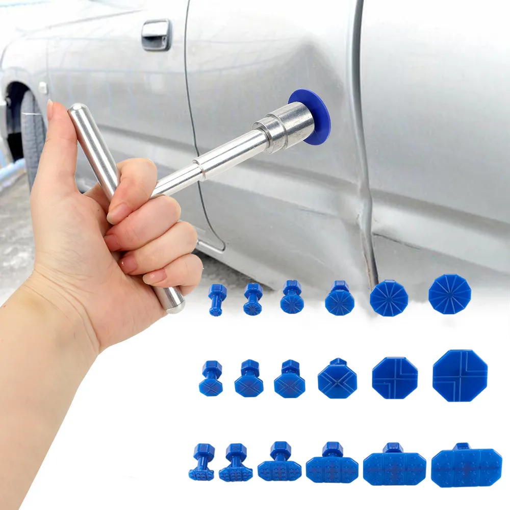 Automotive Tools - Auto-Dellen-Reparatur-Set, Auto-Reparaturwerkzeug-Kit mit 18 Kunststoff-Klebeplättchen, PlastiT-Griff-Dellenentferner,